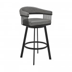 Bronson 25" Counter Height Swivel Bar Stool in Gray Faux Leather