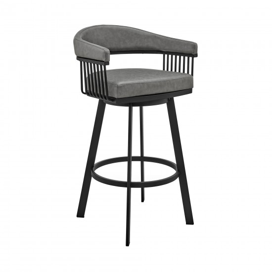 Bronson 25" Counter Height Swivel Bar Stool in Gray Faux Leather