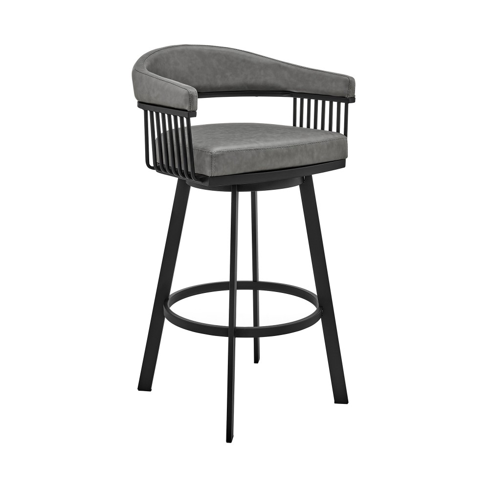 Bronson 25" Counter Height Swivel Bar Stool in Gray Faux Leather