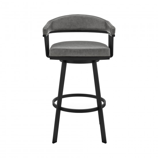 Bronson 25" Counter Height Swivel Bar Stool in Gray Faux Leather