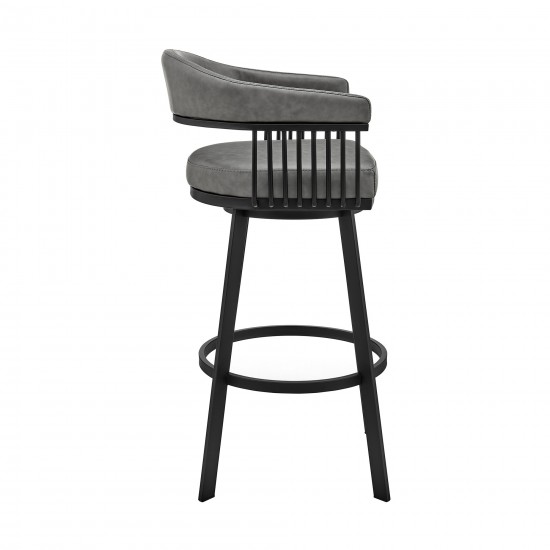 Bronson 25" Counter Height Swivel Bar Stool in Gray Faux Leather