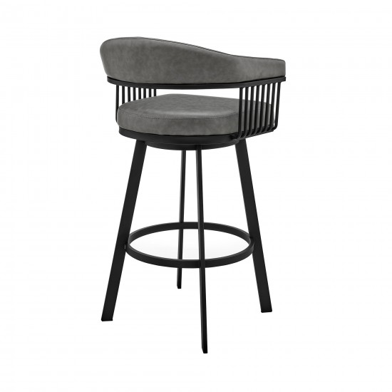 Bronson 25" Counter Height Swivel Bar Stool in Gray Faux Leather