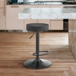 Dax Backless Dark Gray Faux Leather Adjustable Height Bar Stool