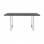 Fenton Dining Table with Charcoal Top and Brushed Stainless Steel Base