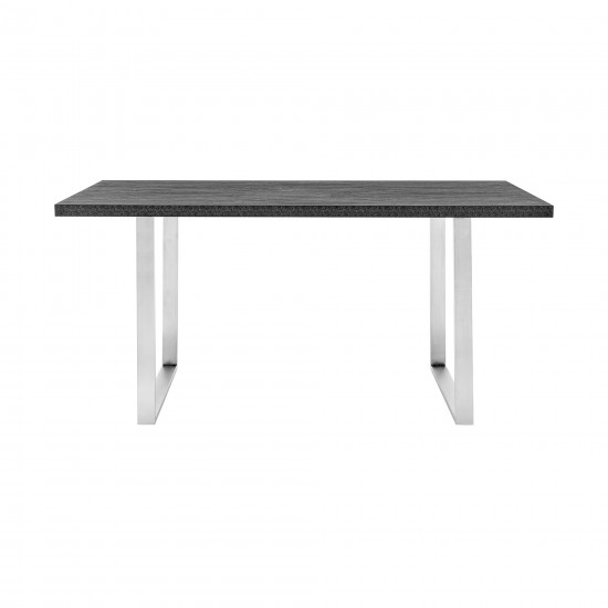 Fenton Dining Table with Charcoal Top and Brushed Stainless Steel Base