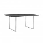 Fenton Dining Table with Charcoal Top and Brushed Stainless Steel Base