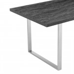 Fenton Dining Table with Charcoal Top and Brushed Stainless Steel Base