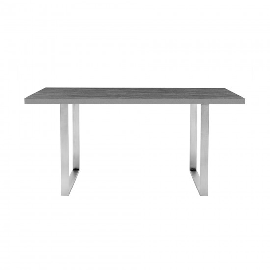 Fenton Dining Table with Gray Top and Brushed Stainless Steel Base