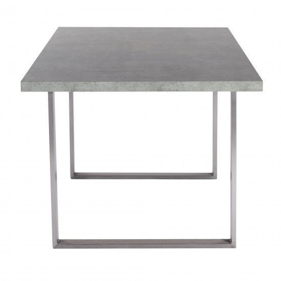 Dining Table with Cement Gray Laminate Top and Brushed Stainless Steel Base