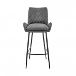 Panama 26" Counter Height Bar Stool in Charcoal Fabric and Black Finish