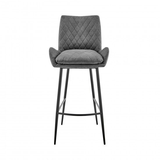 Panama 26" Counter Height Bar Stool in Charcoal Fabric and Black Finish