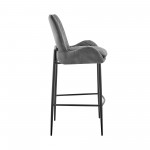 Panama 26" Counter Height Bar Stool in Charcoal Fabric and Black Finish