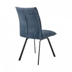 Rylee Dining Room Accent Chair in Blue Fabric and Black Finish - Set of 2