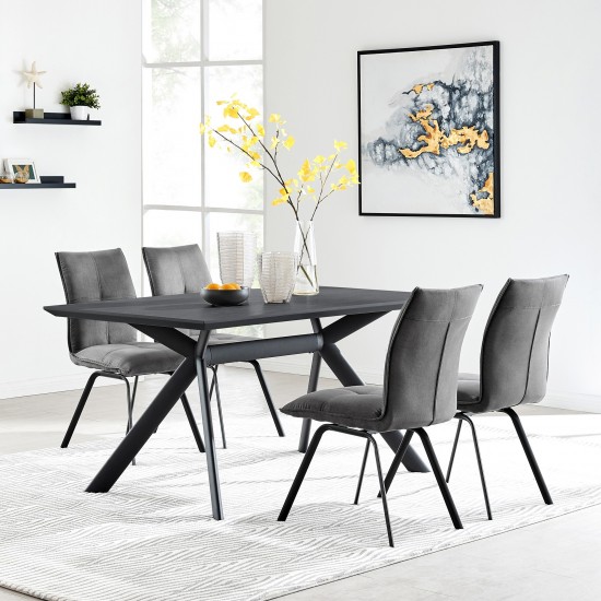 Margot and Charcoal Rylee 5 Piece Modern Rectangular Dining Set