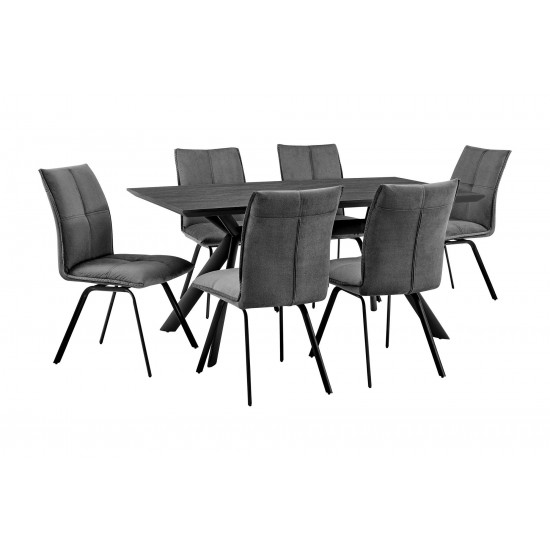 Margot and Charcoal Rylee 7 Piece Modern Rectangular Dining Set