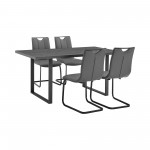 Fenton and Gray Pacific 5 Piece Modern Rectangular Dining Set with Black Base