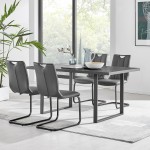 Fenton and Gray Pacific 5 Piece Modern Rectangular Dining Set with Black Base