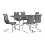 Fenton and Gray Pacific 7 Piece Modern Rectangular Dining Set with Metal Base