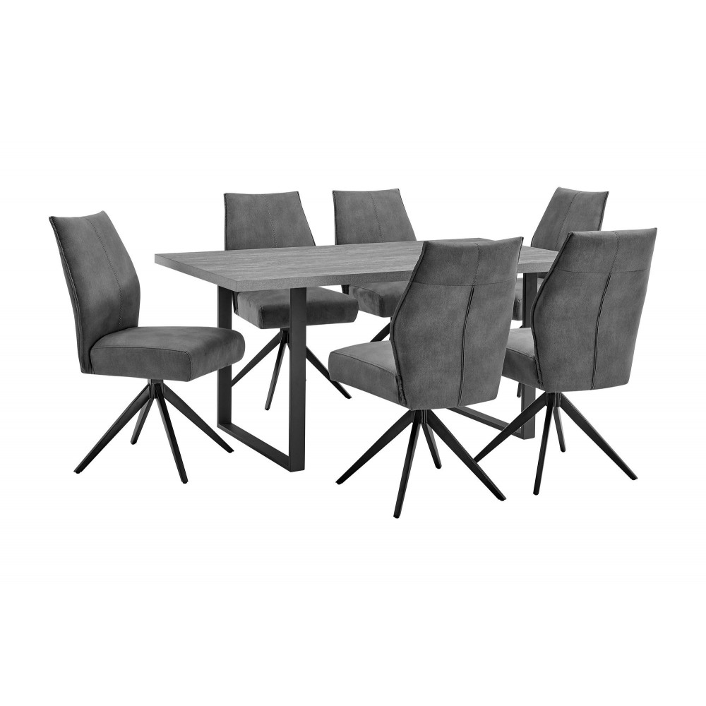 Fenton and Charcoal Monarch 7 Piece Modern Rectangular Dining Set