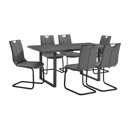 Fenton and Gray Pacific 7 Piece Modern Rectangular Dining Set with Black Base