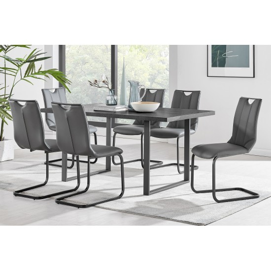 Fenton and Gray Pacific 7 Piece Modern Rectangular Dining Set with Black Base