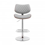 Leland Adjustable Gray Faux Leather and Chrome Finish Bar Stool