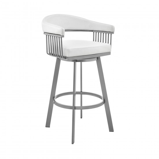 Bronson 25" Counter Height Swivel Bar Stool in Silver Finish