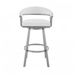 Bronson 25" Counter Height Swivel Bar Stool in Silver Finish