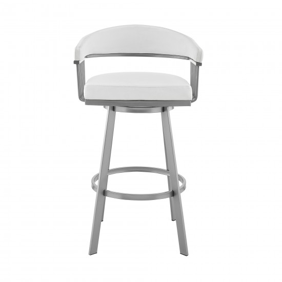 Bronson 25" Counter Height Swivel Bar Stool in Silver Finish