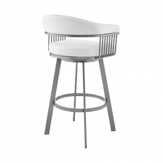 Bronson 25" Counter Height Swivel Bar Stool in Silver Finish