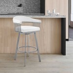 Bronson 25" Counter Height Swivel Bar Stool in Silver Finish