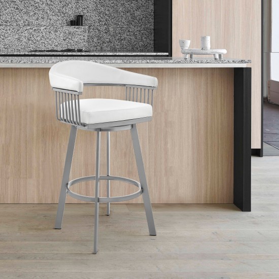 Bronson 25" Counter Height Swivel Bar Stool in Silver Finish