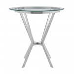 Naomi Round Glass and Brushed Stainless Steel Bar Table