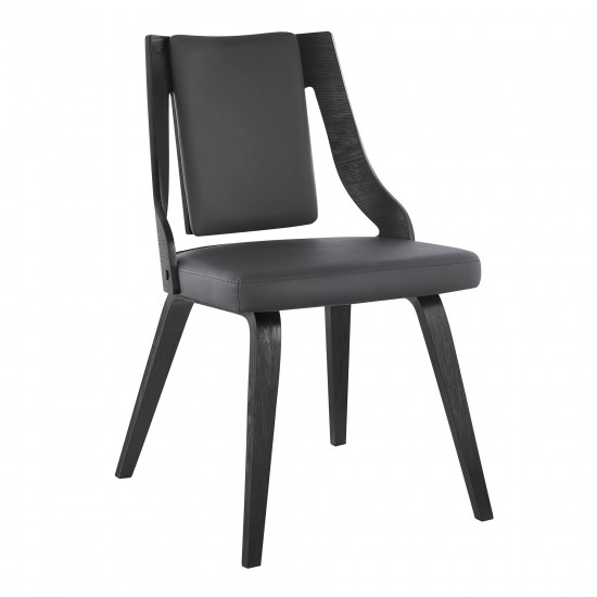 Aniston Gray Faux Leather and Black Wood Dining Chairs - Set of 2