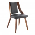 Aniston Gray Faux Leather and Walnut Wood Dining Chairs - Set of 2