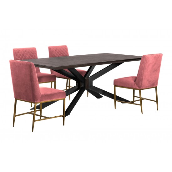 Pirate and Pink Velvet Memphis 5 Piece Modern Dining Set