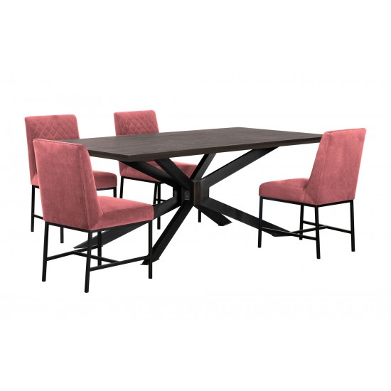 Pirate and Pink Velvet Napoli 5 Piece Modern Dining Set