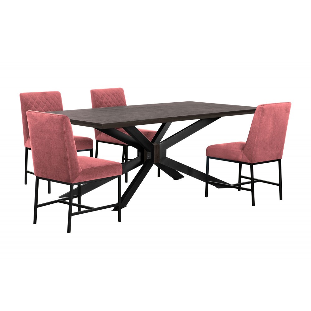 Pirate and Pink Velvet Napoli 5 Piece Modern Dining Set