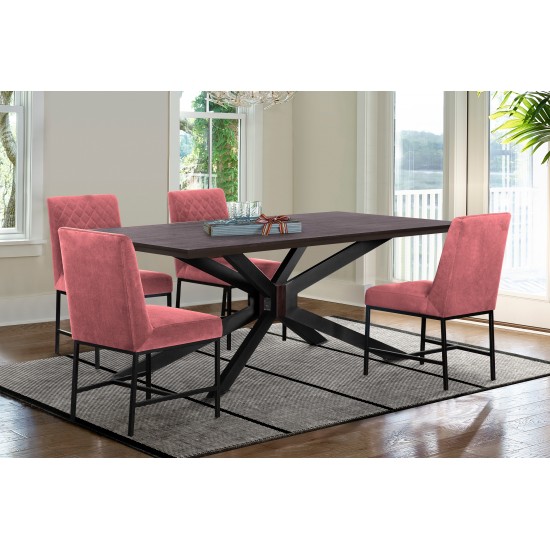 Pirate and Pink Velvet Napoli 5 Piece Modern Dining Set