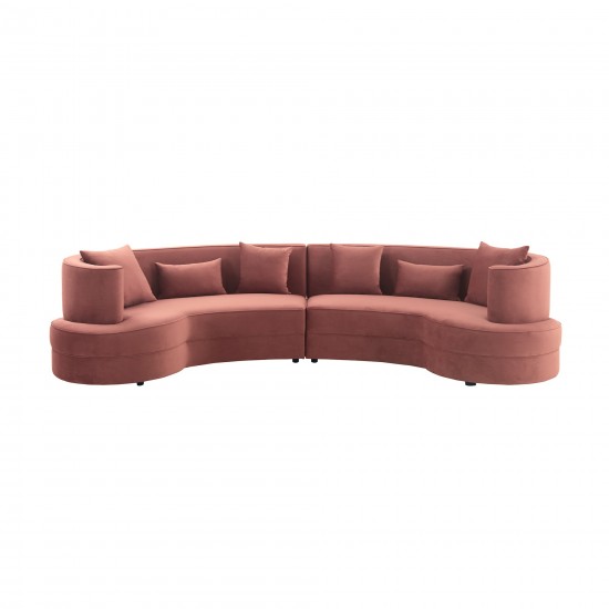 Majestic Blush Fabric Upholstered Sectional Sofa