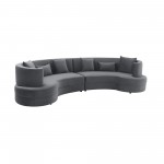 Majestic Gray Fabric Upholstered Sectional Sofa