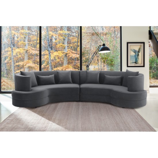 Majestic Gray Fabric Upholstered Sectional Sofa