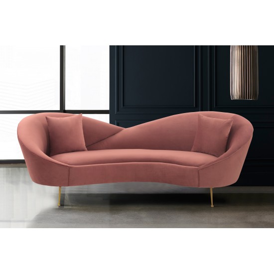 Anabella Blush Fabric Upholstered Sofa with Brushed Gold Legs