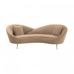 Anabella Natural Fabric Upholstered Sofa with Brushed Gold Legs