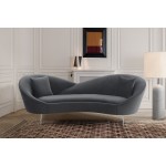 Anabella Gray Fabric Upholstered Sofa with Silver Legs