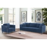 Heritage 2 Piece Blue Fabric Upholstered Sofa & Chair Set