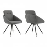 Granada Swivel Gray Fabric Dining Room Chairs - Set of 2