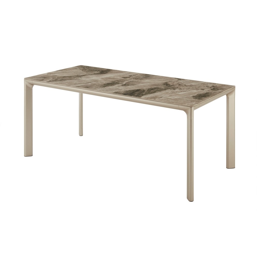Otello Ceramic and Metal Rectangular Dining Room Table