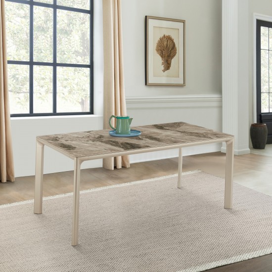 Otello Ceramic and Metal Rectangular Dining Room Table