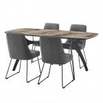 Andes and Quartz Gray Fabric 5 Piece Rectangular Dining Set